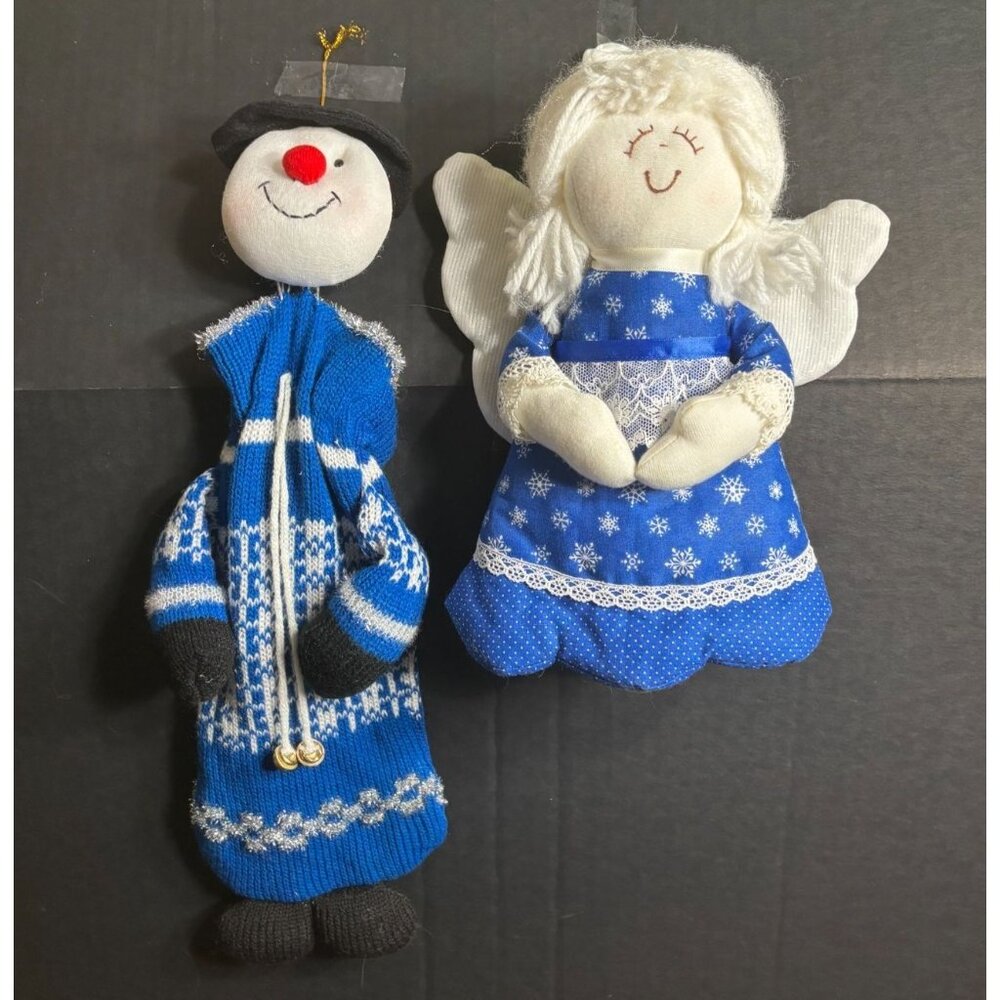 VTG Handmade Snowman & Angel Christmas Decorations Snowflakes
